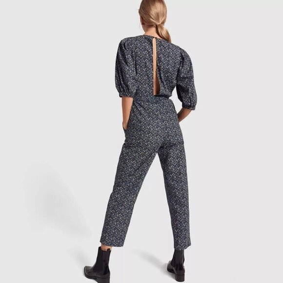 La Vie by Rebecca Taylor Chinon Floral Jumpsuit in Midnight Navy Size Large Rebe - Picture 7 of 16